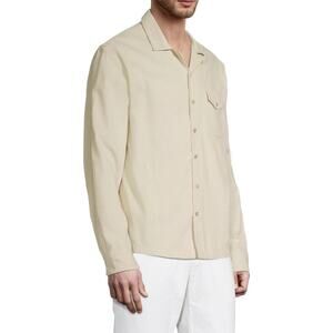 Onia Corduroy Button Up Shirt Mens M Casual Utility Cotton Long Sleeve Cream